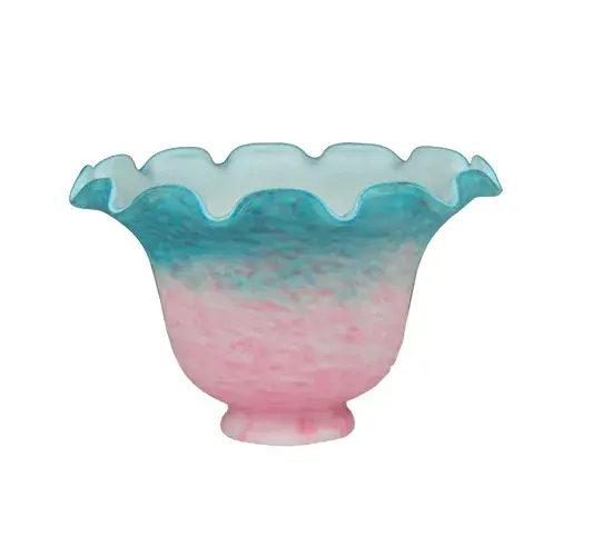 7" Wide Fluted Bell Pink and Teal Shade - Image 3