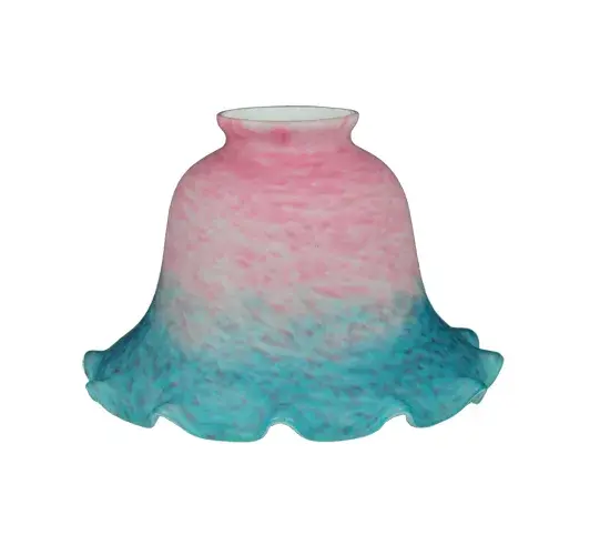 7" Wide Fluted Bell Pink and Teal Shade - Image 4