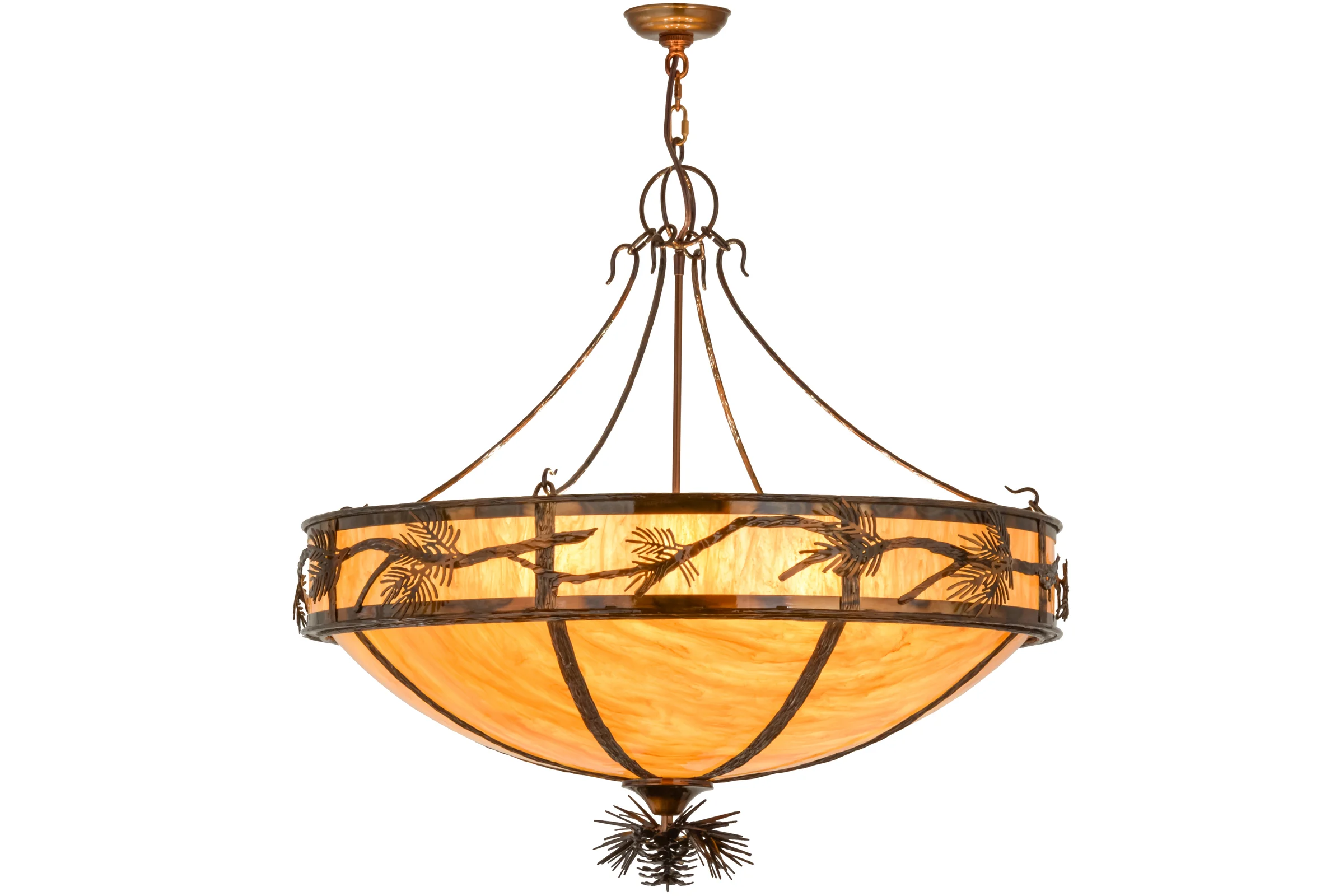 Lone Pine Eight Light Pendant in Dark Burnished Transparent Copper