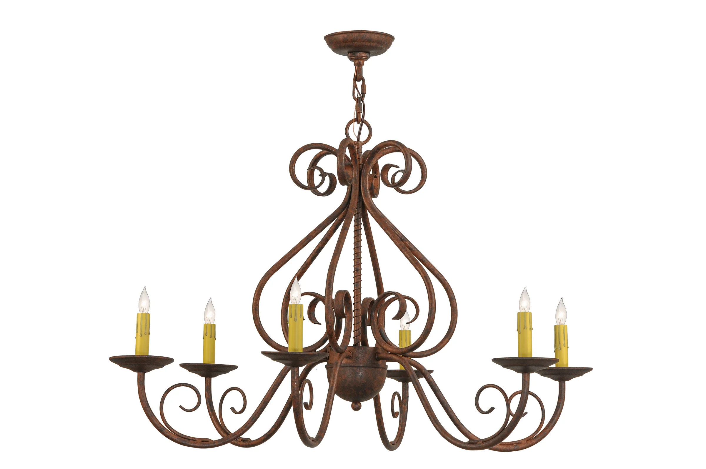 Jenna Six Light Chandelier in Rusty Nail