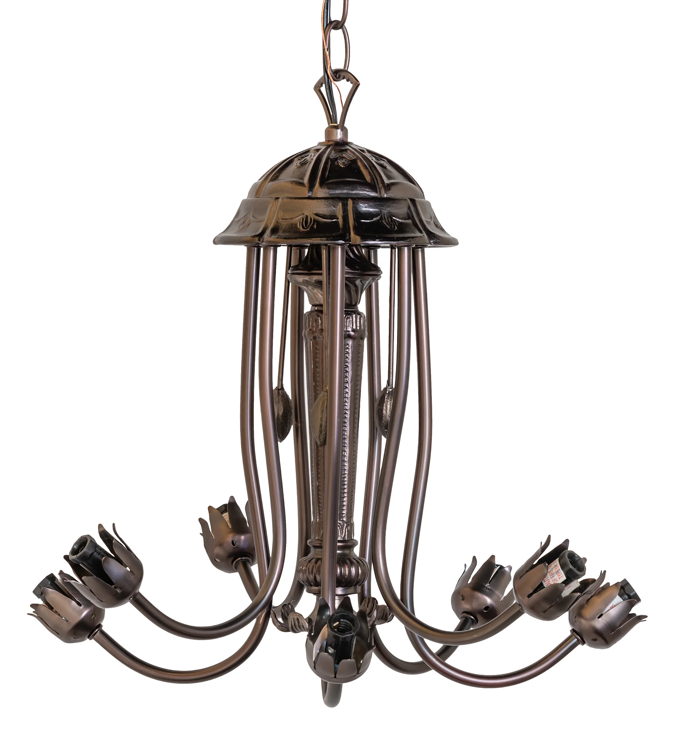Pond Lily Seven Light Chandelier Hardware in Mahogany Bronze