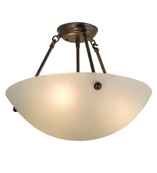 An appealing transitional styled ceiling fixture for residential; hospitality and commercial applications; the Cypola features a clean look with a Frosted Clear glass shade and complemented with hardware featured in a Timeless Bronze finish. Handcrafted in our Yorkville; NY manufacturing facility; the luminaire is available in custom sizes; styles; colors and dimmable energy efficient lamping options. - alternate view