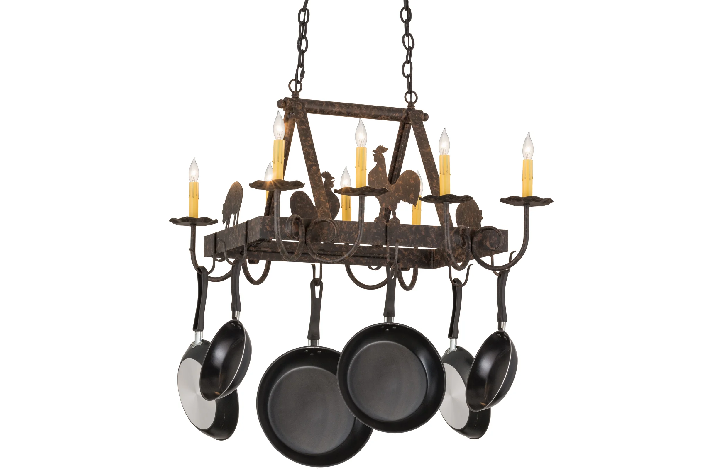Barn Animals Eight Light Pot Rack in Coffee Bean