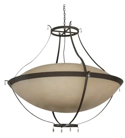 Bring a clean; understated transitional look into your home with Modesto. This elegant shade is handcrafted of Sahara Taupe Idalight; graced with crystal accents; and complemented with Timeless Bronze finished hardware to blend with nearly any interior decor. The fixture; which is perfect for foyers; conference rooms; lobbies and other spaces; utilizes customer-supplied; energy-efficient LEDs for energy savings. Handmade by highly skilled artisans in the USA. Custom sizes; designs; finishes and dimmable lamping options are available. The fixture is UL and CUL listed dry and damp locations. - alternate view
