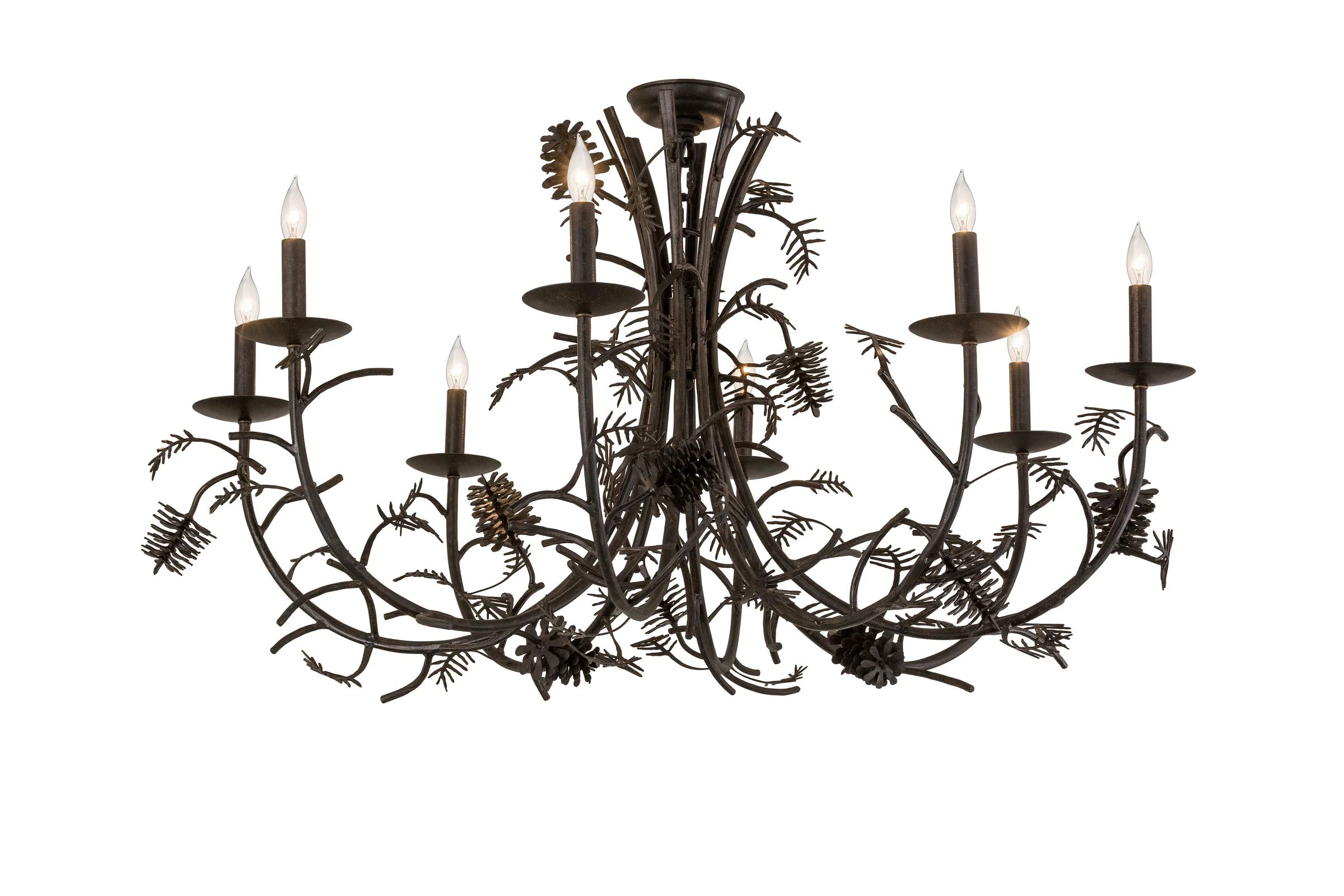Pinecone Eight Light Chandelier in Chestnut