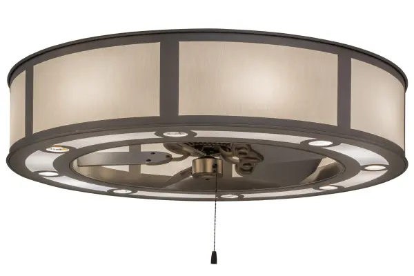 A modern marvel that enhances residential and commercial settings, this custom fan-integrated lighting fixture features stunning Eggshell Textrene with a Statuario Idalight bottom diffuser, complemented with a Nickel finish. Multiple layers of light for different moods and tasks include 8 inner lights that provide a handsome decorative effect and beautiful ambient lighting, & 8 downlights offering task illumination on surfaces below. In summer, the fan pushes down a windchill that circulates to keep the space cool and comfortable. In winter, the fan is reversed to pull the room air towards the ceiling and force the warm air back into your space. The Smythe Craftsman Chandel-Air is included in our American-made, American-designed handcrafted Chandel-Air Collection. Manufactured in Yorkville, NY. UL & cUL listed for dry and damp locations. Collection: Smythe Craftsman Finish: Nickel Glass: Eggshell Textrene & Statuario Idalight Width: 45.00" Height: 12.00" Length: 45.00" Weight: 85.00 lb Number of Bulbs: 8 Maximum Wattage: 60.00 W Bulb Type: A19 Bulb Base: Medium Material: Steel Country of Origin: USA Safety Listing: Damp Safety Rating: Damp