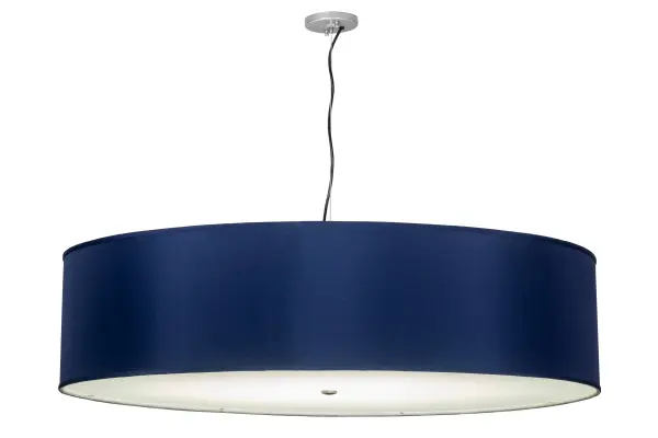Defined by an appealing transitional look; a sophisticated Federal Blue Textrene shade is enhanced with a Statuario Idalight bottom diffuser. The shade is complemented with hardware featured in a Brushed Nickel finish. The pendant is engineered with 144-watt integrated LEDs for high quality light; energy efficiency; minimal maintenance and long lamp life; for systems ranging from 90-305 volts. Custom crafted at our manufacturing facility in the USA; this pendant is available in custom designs; sizes; colors and energy efficient lamping. The fixture is UL and cUL listed for damp and dry locations.