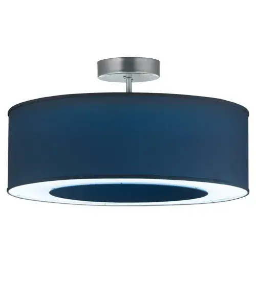 Defined by an appealing transitional look, a sophisticated Stone Blue Textrene shade is enhanced with a Statuario Idalight bottom diffuser. The shade is complemented with hardware featured in a Nickel finish. The pendant uses integrated LEDs for high quality light, energy efficiency, minimal maintenance and long lamp life. Custom crafted at our manufacturing facility in the USA, this pendant is available in custom designs, sizes, colors and energy efficient lamping. The fixture is UL and cUL listed for dry locations. Collection: Cilindro Finish: Nickel Glass: Stone Blue Textrene/Statuario Idalight Width: 30.50" Height: 17.00" Length: 30.50" Weight: 14.00 lb Number of Bulbs: 2 Maximum Wattage: 25.00 W Bulb Type: STRIP Bulb Base: INTEGRAL Light Source: LED Color Temperature: 4000 K Material: Steel Country of Origin: USA Safety Listing: Dry Safety Rating: Dry LED - alternate view
