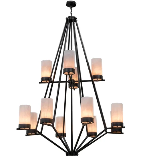 60"W Galen 12 LT Two Tier Chandelier