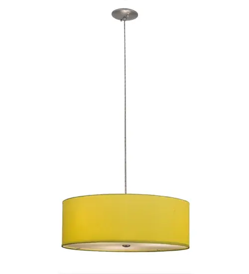 This stylish pendant is designed with a Yellow Textrene shade; which is complemented with a Statuario Idalight bottom diffuser and Sparkle Silver finished hardware. The pendant is ideal for illuminating fun interiors in a home; resort or theme park and will complement any space or decor. The fixture is handcrafted by highly skilled artisans in our manufacturing facility in the USA. Custom colors; styles and sizes are available. Energy efficient lamping options are offered. The pendant is UL and cUL listed for damp and dry locations. - alternate view