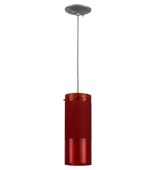 Ideal for illuminating fun interiors in a home, resort or theme park, this cool mini pendant is designed with Transparent and Frosted Red Idalight, which is enhanced with hardware featured in a Sparkle Silver finish. Install in groups to illuminate islands, counters, bars or tables in a variety of residential and commercial settings. The fixture will complement any space or decor and is handcrafted by Meyda artisans in our manufacturing facility in the USA.Custom colors, styles and sizes are available.Energy efficient lamping options are offered. The pendant is UL and cUL listed for damp and dry locations. Collection: Cilindro Finish: Oil Rubbed Bronze Glass: Red Width: 5.00" Height: 15.00" Length: 5.00" Weight: 2.50 lb Number of Bulbs: 1 Maximum Wattage: 13.00 W Bulb Type: T2COIL Bulb Base: E26 Light Source: CFL Material: Steel Country of Origin: USA Safety Listing: Damp Safety Rating: Damp - alternate view