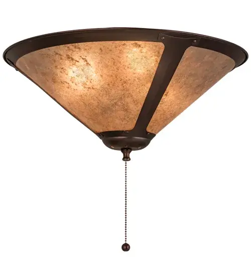 In the tradition of American master craftsman Dirk Van Erp; this appealing hand finished Mahogany Bronze frame glows with the warmth of the natural Silver Mica within. This handsome fixture was created by the hands of Meyda Craftsmen at its manufacturing facility in Upstate New York in the USA. Custom sizes; styles and colors are available; as well as dimmable; energy efficient lamping options.