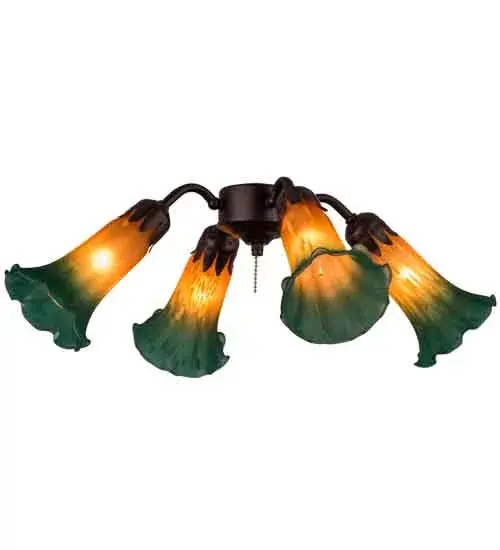 The Amber/Green Tiffany Pond Lily by Meyda Lighting - Image 1