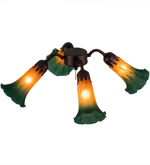 The Amber/Green Tiffany Pond Lily by Meyda Lighting - Image 4