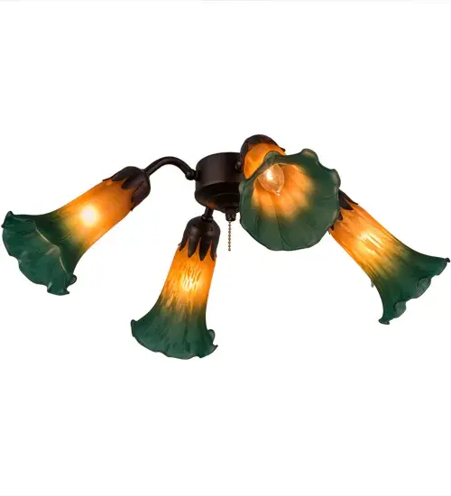 The Amber/Green Tiffany Pond Lily by Meyda Lighting - Image 5