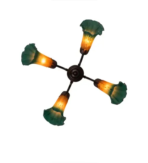 The Amber/Green Tiffany Pond Lily by Meyda Lighting - Image 6