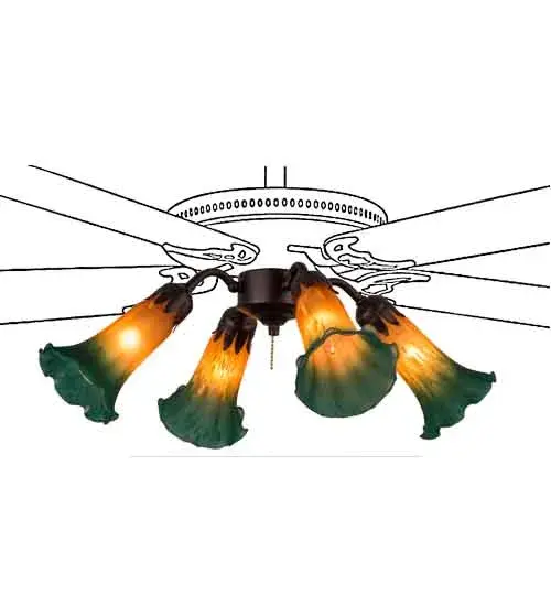 The Amber/Green Tiffany Pond Lily by Meyda Lighting - Image 9