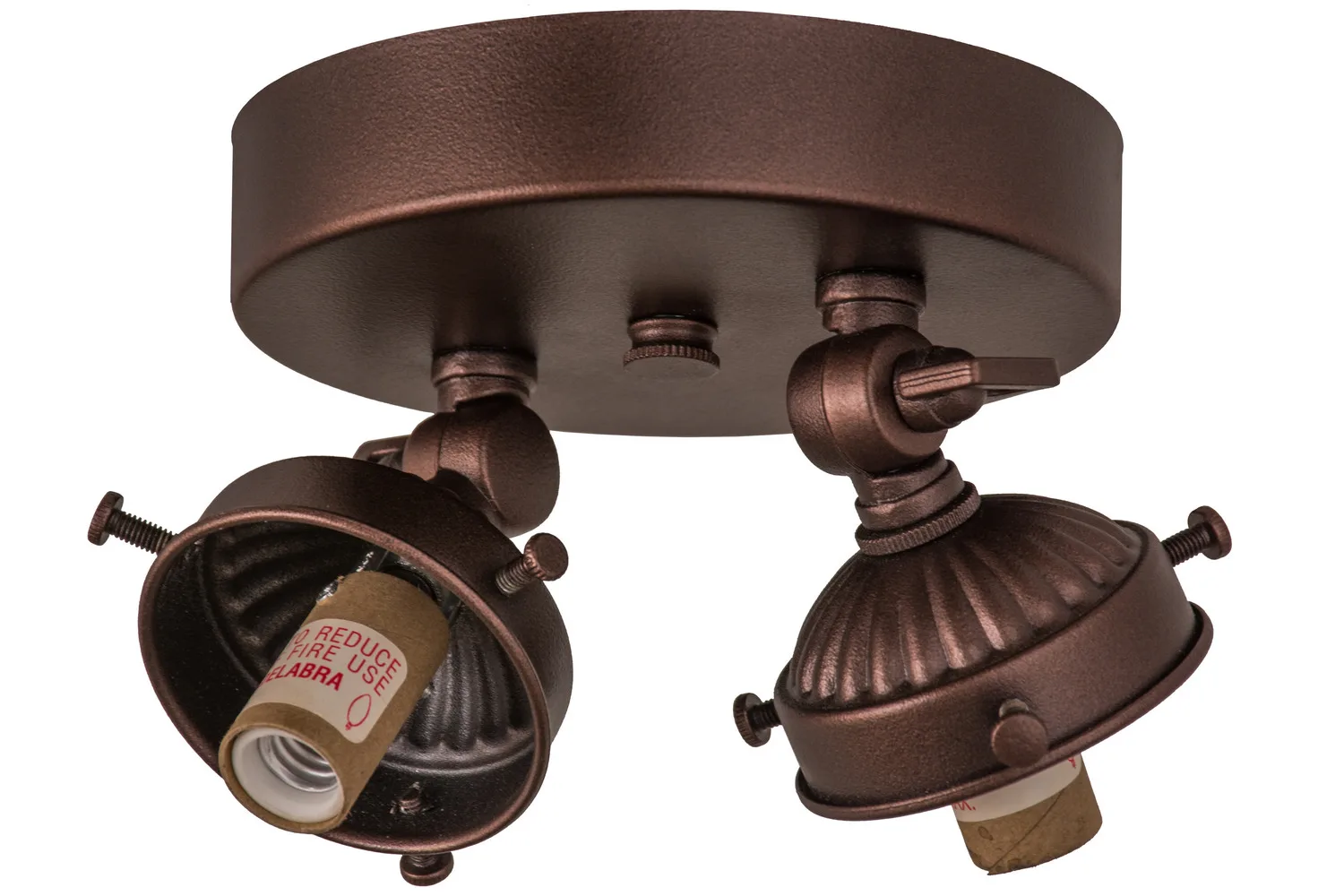 Flushmount Hardware Two Light Flushmount Hardware in Mahogany Bronze