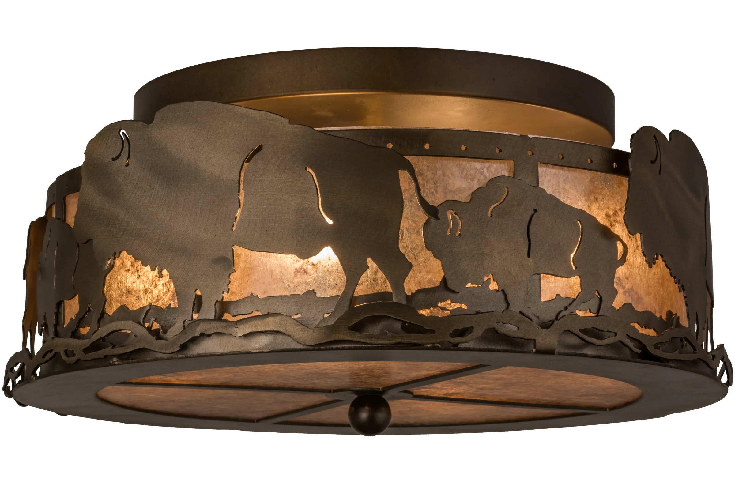 Buffalo Four Light Flushmount in Antique Copper