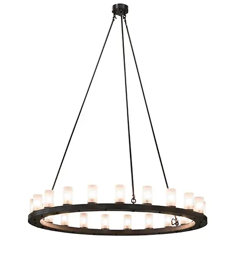 Blending an elegant style with a rich distinguished look; Loxley features 21 Satin-finished Clear glass luminaries on a steel frame that is featured in a Timeless Bronze finish. The fixture is ideal for illuminating dining areas; conference tables; lobbies and other residential and commercial spaces. Custom crafted by master artisans in our 180;000 square foot manufacturing facility in Yorkville; New York. Custom designs; styles; sizes and dimmable energy efficient lamping options are available. UL and cUL listed for damp and dry locations. - alternate view