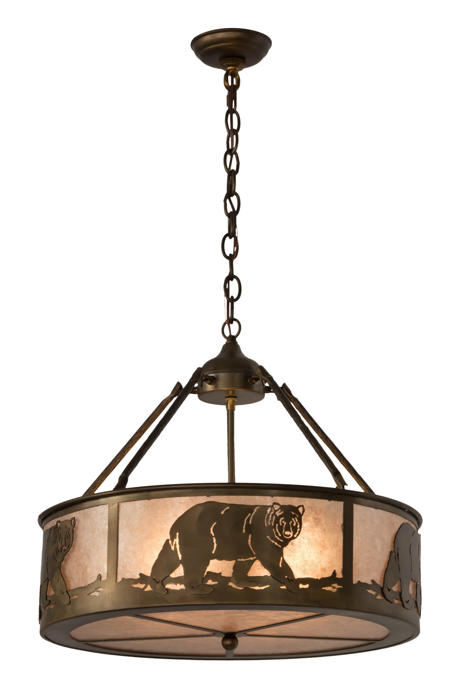 Black Bear Four Light Inverted Pendant in Antique Copper