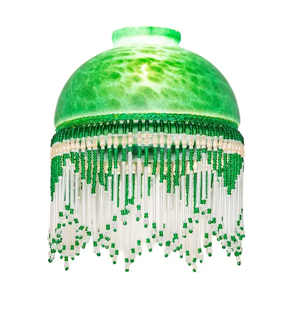 Every Meyda Tiffany item is a unique handcrafted work of art. Natural variations in the wide array of materials that we use to create each Meyda product make every item a masterpiece of its own. Photographs are a general representation of the product. Colors and designs will vary. Collection: Roussillon Glass: Green Glass Width: 6.00" Height: 7.75" Length: 6.00" Weight: 1.00 lb Country of Origin: CHINA