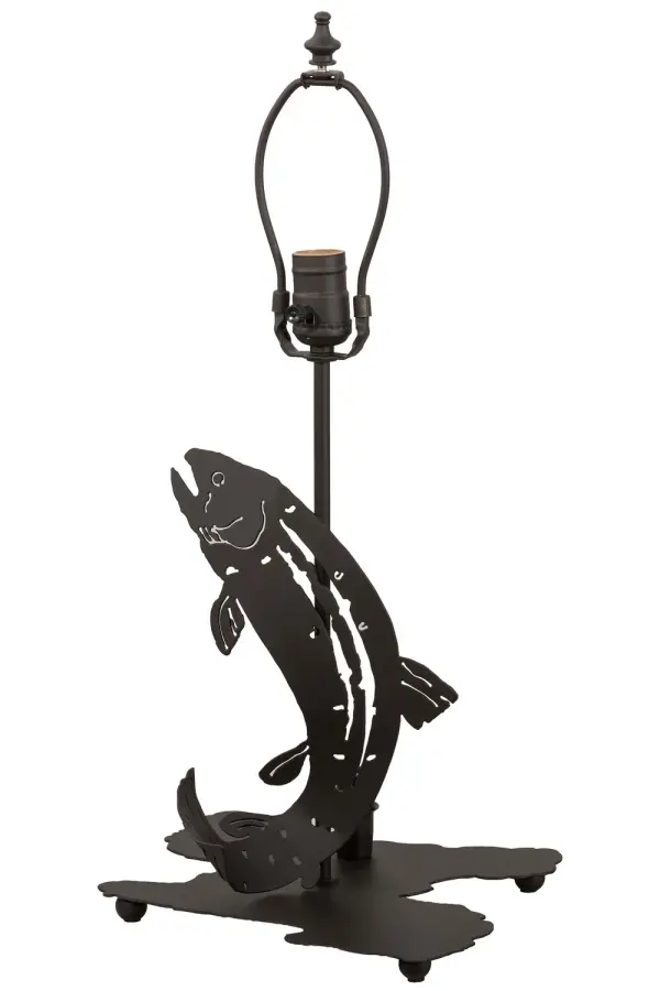 Every Meyda Tiffany item is a unique handcrafted work of art. Natural variations in the wide array of materials that we use to create each Meyda product make every item a masterpiece of its own. Photographs are a general representation of the product. Colors and designs will vary. Collection: Leaping Trout Finish: Oil Rubbed Bronze Width: 12.50" Height: 13.50" Length: 12.50" Weight: 2.50 lb Number of Bulbs: 1 Maximum Wattage: 60.00 W Bulb Base: Medium Country of Origin: USA Safety Rating: Dry