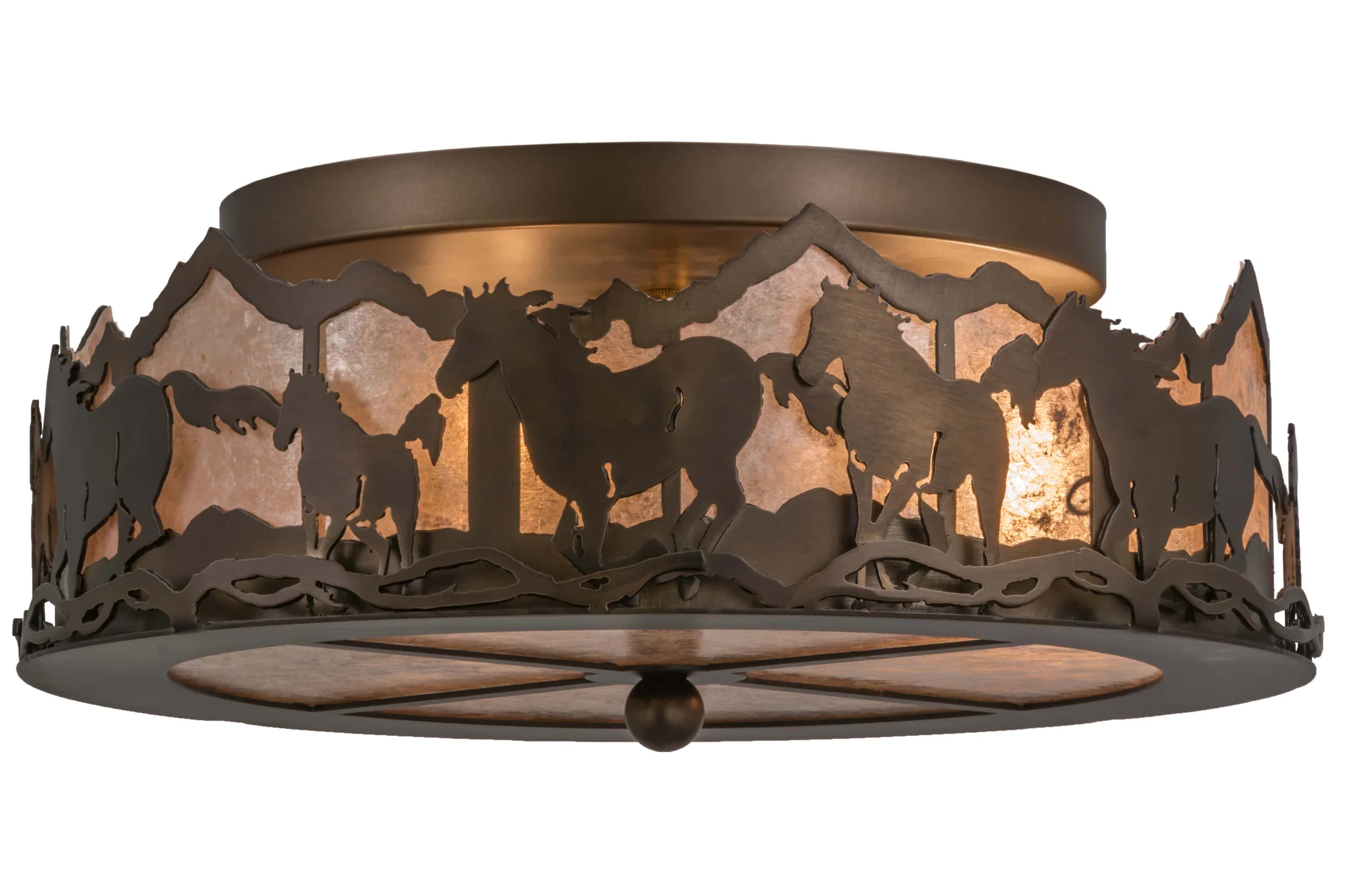 16"W Running Horses Flushmount