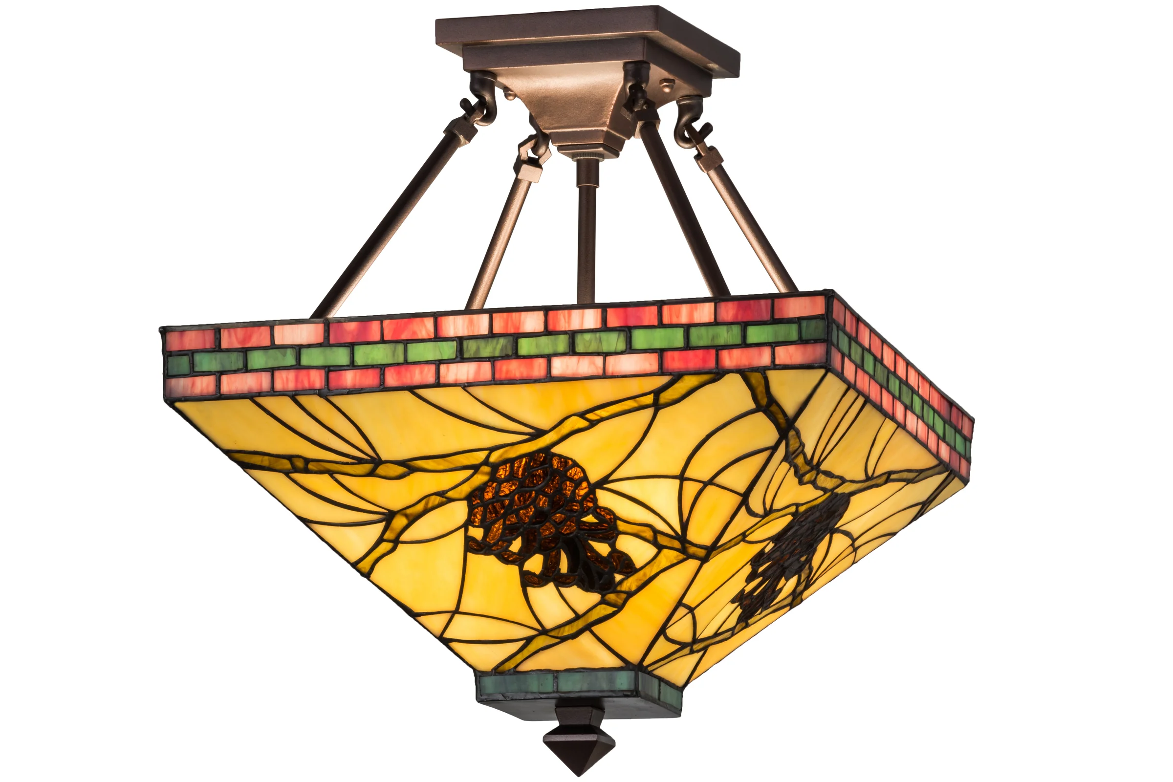 Pinecone Four Light Inverted Pendant in Mahogany Bronze