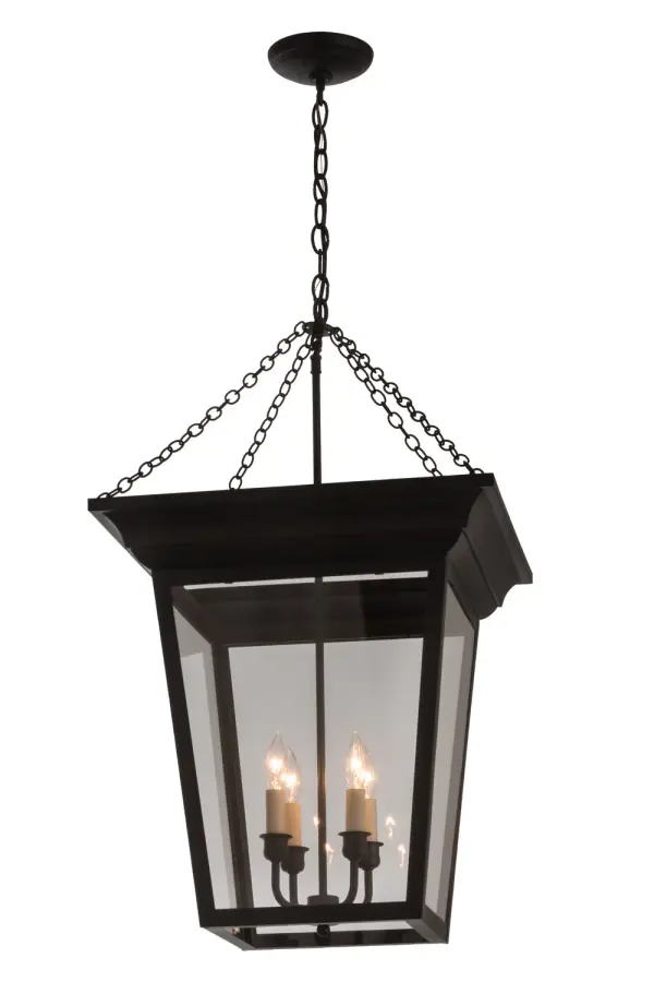 Expert craftsmanship and a distinctive elegance come to light with a stunning lantern design that entices all to see. The exquisite Crystal Idalight pendant, designed with a four-light faux candelabra, is enhanced with a frame and hardware finished in Black. The fixture is custom crafted in the USA. Custom styles, designs, colors and dimmable energy efficient lamping options are available. The fixture is UL and cUL listed for damp and dry locations. Collection: Arkley Finish: Black Glass: Crystal Idalight Width: 25.50" Height: 34.00" Length: 18.00" Weight: 12.00 lb Number of Bulbs: 4 Maximum Wattage: 60.00 W Bulb Type: BA9 Bulb Base: E12 Material: Steel Country of Origin: USA Safety Listing: Damp Safety Rating: Damp