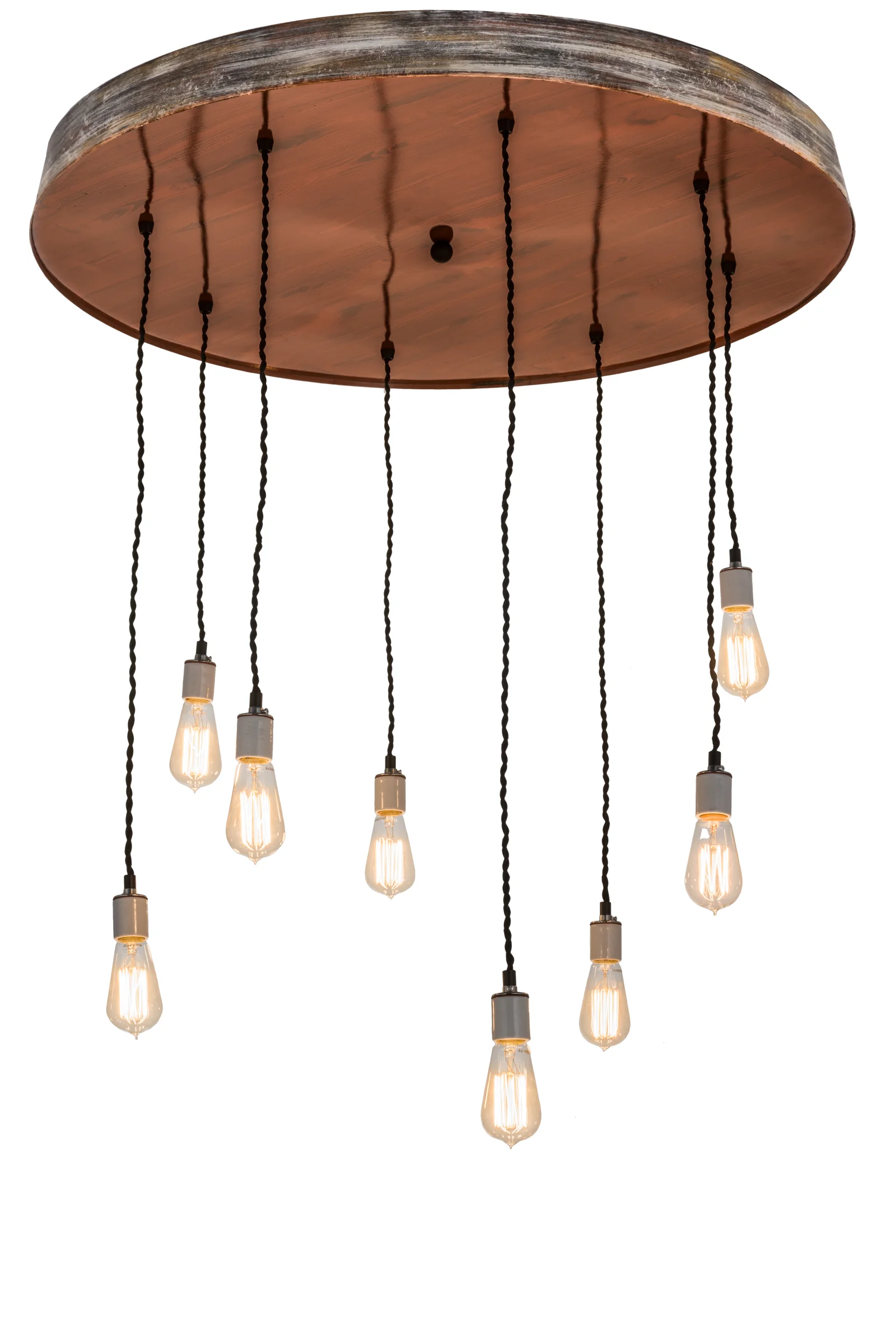 Alva Eight Light Pendant in Hand Painted Oak & Weather Wicker