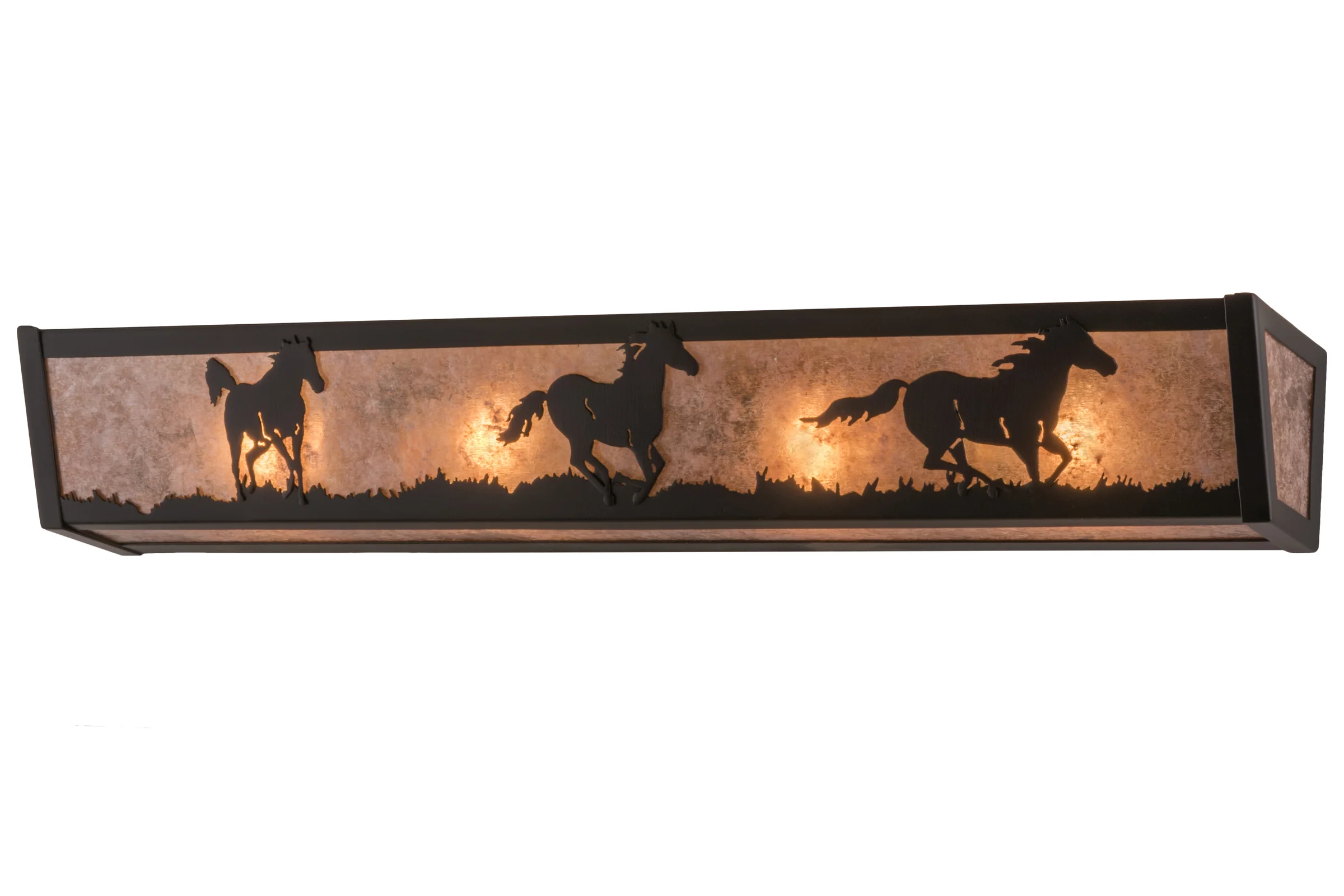 Running Horses Four Light Vanity in Solar Black