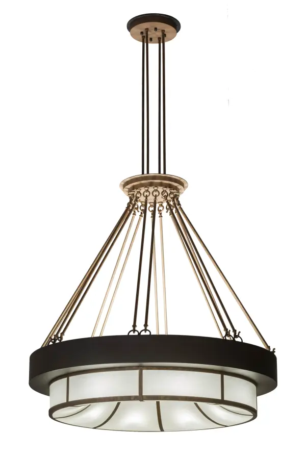 The Cilindro Ventura is designed by Donna Watson-Rossmoore and Patricia Biechler of Donna Watson-Rossmoore Designs of Winter Garden, FL. American craftsmanship creates the beauty of fine lighting with Cilindro Ventura. A Timeless Bronze finished ring embraces a stunning Statuario Idalight diffuser enveloped in an Eggshell Textrene and complemented with straight lines featured in a Cortez Gold finish. The canopy, supports and hardware are also featured in a Cortez Gold finish. 8 customer-supplied inner LED lamps highlight the decorative beauty of Idalight and 8 additional LED lamps provide uplighting for visual comfort and ambiance. Custom sizes, designs, colors and lamping options available. UL and cUL listed. Collection: Cilindro Finish: Cortez Gold & Timeless Bronze Glass: Eggshell Textrene Width: 48.00" Height: 83.00" Length: 48.00" Weight: 138.00 lb Number of Bulbs: 8 Maximum Wattage: 7.00 W Bulb Type: PAR16 Bulb Base: E26 Material: Steel Country of Origin: USA Safety Listing: Damp Safety Rating: Damp