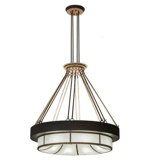 The Cilindro Ventura is designed by Donna Watson-Rossmoore and Patricia Biechler of Donna Watson-Rossmoore Designs of Winter Garden, FL. American craftsmanship creates the beauty of fine lighting with Cilindro Ventura. A Timeless Bronze finished ring embraces a stunning Statuario Idalight diffuser enveloped in an Eggshell Textrene and complemented with straight lines featured in a Cortez Gold finish. The canopy, supports and hardware are also featured in a Cortez Gold finish. 8 customer-supplied inner LED lamps highlight the decorative beauty of Idalight and 8 additional LED lamps provide uplighting for visual comfort and ambiance. Custom sizes, designs, colors and lamping options available. UL and cUL listed. Collection: Cilindro Finish: Cortez Gold & Timeless Bronze Glass: Eggshell Textrene Width: 48.00" Height: 83.00" Length: 48.00" Weight: 138.00 lb Number of Bulbs: 8 Maximum Wattage: 7.00 W Bulb Type: PAR16 Bulb Base: E26 Material: Steel Country of Origin: USA Safety Listing: Damp Safety Rating: Damp - alternate view