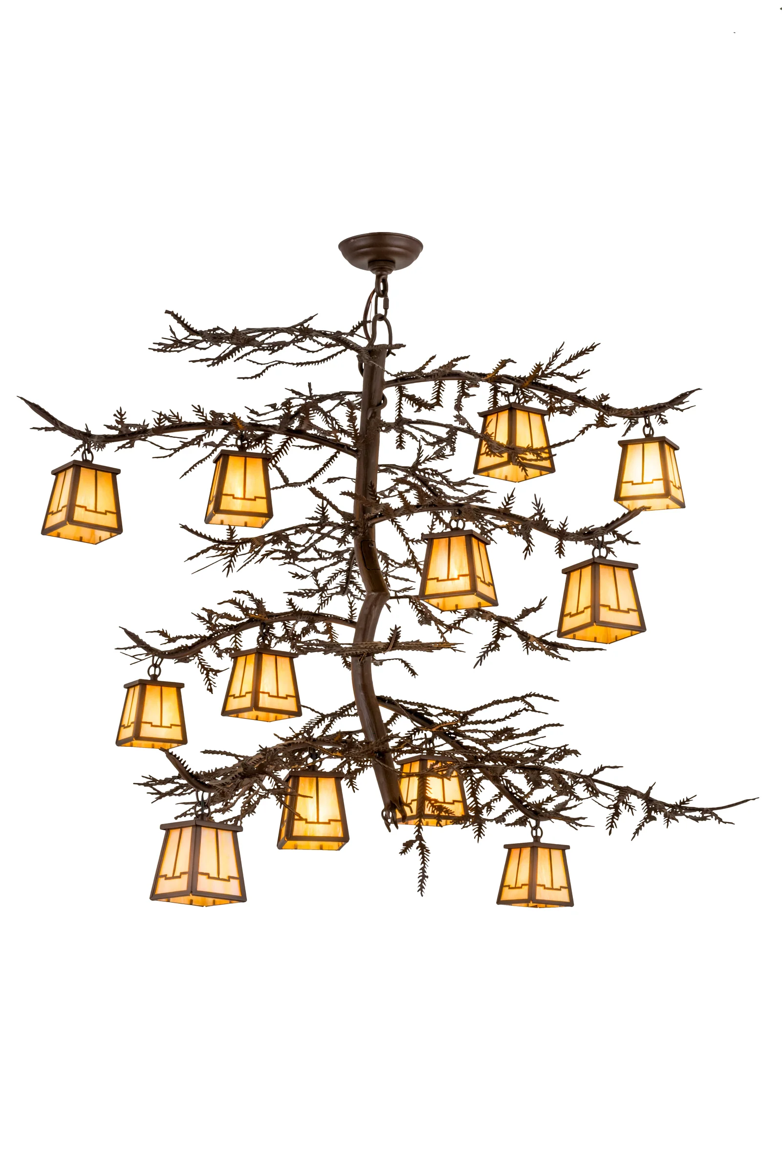 Pine Branch 12 Light Chandelier in Cafe Noir