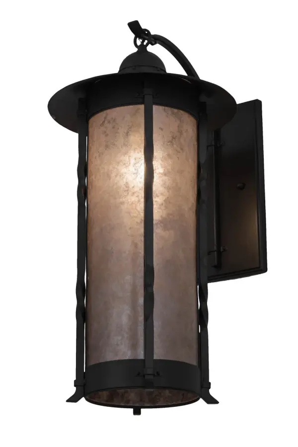 Inspired by the famed Arts and Crafts movement in design, this handsome wall sconce allows soft beautiful ambient light to gently evoke from warm Silver Mica. The Timeless Bronze finished hardware and frame is an impressive complement to this dramatic shade and any decor. The Dorchester Wall Sconce is handcrafted by Meyda artisans in our Upstate New York manufacturing facilities at the foothills of the glorious Adirondack Mountains. Custom styles, sizes and colors are available, as well as dimmable energy efficient lamping options. This fixture is UL and cUL listed for damp and dry locations. Collection: Cilindro Finish: Timeless Bronze Glass: Silver Mica Width: 12.00" Height: 24.00" Length: 15.00" Weight: 16.50 lb Extension from Wall: 15.00" Number of Bulbs: 1 Maximum Wattage: 60.00 W Bulb Type: A19 Bulb Base: E26 Light Source: LED Color Temperature: 6000 K Material: Steel Country of Origin: USA Safety Listing: Damp Safety Rating: Damp LED