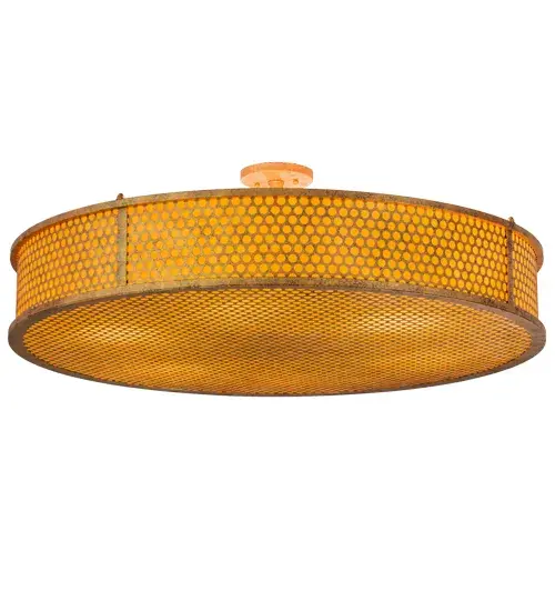 Rendering a unique design featuring an array of circlets; Luciano evokes beautiful ambient light with contemporary style that will provide a distinctive charm in any environment. Its decorative accents and frame in a warm Autumn Leaf finish are accentuated with stunning Amber Quartz Idalight diffuser. Custom crafted by our artisans in our 180;000 square foot manufacturing facility in Yorkville; New York; this fixture is available in custom sizes; styles and finishes; as well as dimmable energy efficient lamping options. UL and cUL listed for damp and dry locations. - alternate view
