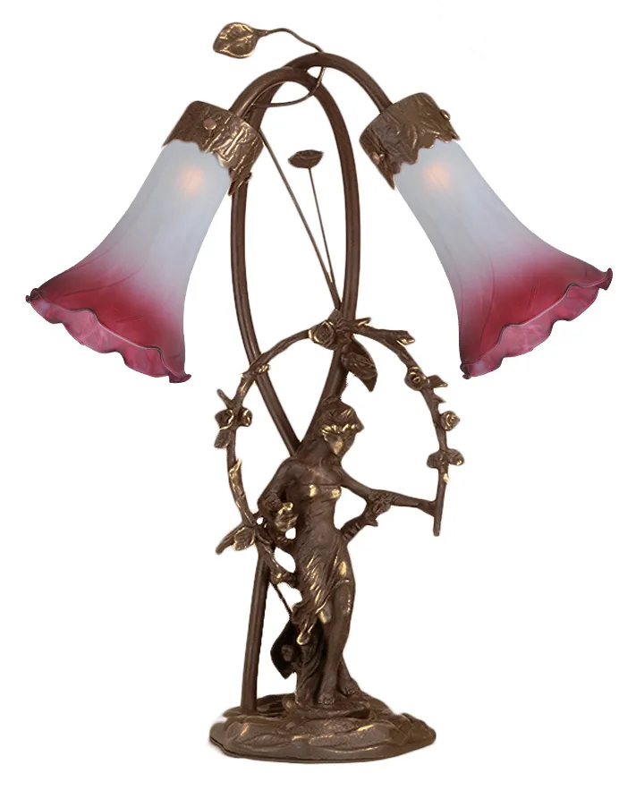 Pink/White Two Light Trellis Girl in Mahogany Bronze