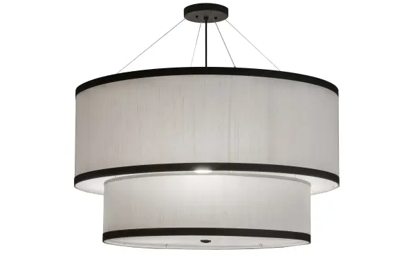 Designed with a curvaceous profile that fits into luxury homes, hotels and other commercial and hospitality locations. This 2 tier pendant defines a distinctive sophisticated aesthetic. The White Textrene shades are complemented with hardware featured in a Oil Rubbed Bronze finish and enhanced with a Statuario Idalight bottom diffuser. The overall height ranges from 24 to 92 inches as the cable length can be easily adjusted in the field to accommodate your specific lighting application needs. Custom crafted in our 180,000 square foot manufacturing facility in Yorkville, NY. UL and cUL listed for dry and damp locations however we do not recommend installing it in spaces that experience a large amount of moisture due to the fabric shades. Collection: Cilindro Finish: Oil Rubbed Bronze Glass: White Textrene & Statuario Idalight Width: 36.50" Height: 24.00" Length: 36.50" Weight: 16.00 lb Number of Bulbs: 3 Maximum Wattage: 12.00 W Bulb Type: A19 Bulb Base: GU24 Light Source: LED Material: Steel Country of Origin: USA Safety Listing: Dry Safety Rating: Dry LED