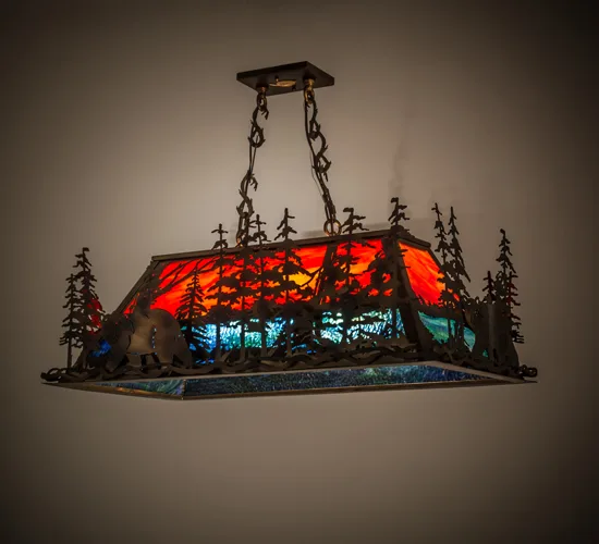 36" Long Bear Through the Trees Oblong Pendant