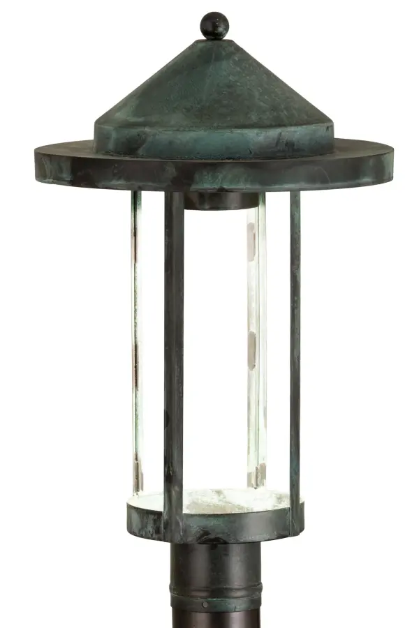Handcrafted from Solid Brass with alluring rustic beauty. This stunning Craftsman Signature lantern features a Clear Seeded Glass lens enhanced with a Craftsman Verdigris finish. The handsome post mount can be installed on columns and posts on patios and decks among timber homes; modern farmhouses; and other spaces. The Fulton Prime Post Mount is included in our American-made; American-designed; handcrafted Craftsman Signature Series; manufactured in Yorkville; New York. UL and cUL are listed for dry and damp locations. Our Build Your Own Craftsman Signature Series features unlimited combinations of styles. The collection is called Build Your Own because it is fully configurable and customizable from size and design to finish and lens color. Marine grade; solid brass; or copper raw materials are utilized to ensure items from the Craftsman Signature Series of outdoor and indoor lighting will stand the test of time; as these premium metals are impervious to most types of oxidation. Hand-applied Patina finishes on brass and copper are sealed with a clear varnish and over time; may require gentle maintenance; such as wax; to delay or reverse the natural living finish attributes indicative of this finishing process. Patina finishes on brass and copper provide strong resistance to fading from sun exposure; will not chip or crack; and will not rust like a steel-framed item in the same conditions. Choose from many style options; or send us your concept today! Call today to learn how to use the configuration tool available on our website for an instant item number!