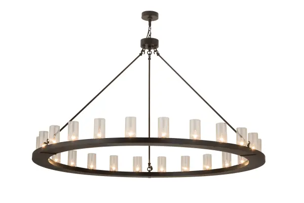 Blending an elegant style with a classic distinguished look; Loxley is custom crafted with 24 Clear Seeded Glass Cylindres on a decorative steel frame that is featured in a Timeless Bronze finish. The fixture is ideal for illuminating lobbies; conference rooms; entryways and other large residential and commercial spaces. Loxley is handcrafted by our artisans in the USA in our manufacturing facility in Yorkville; New York. Custom colors; styles and sizes are available; as well as dimmable energy efficient lamping options. The grand styled fixture is UL and cUL listed for damp and dry locations.