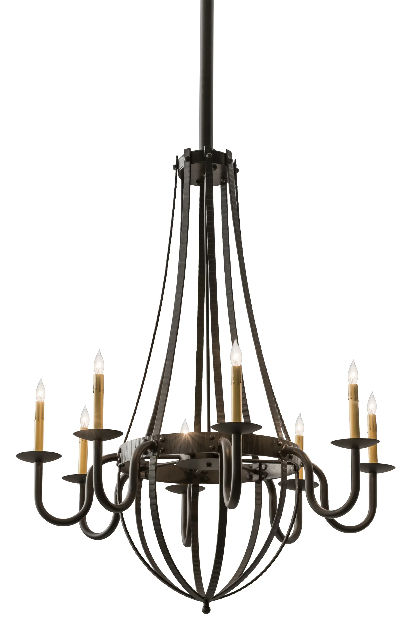 Barrel Stave Eight Light Chandelier in Oil Rubbed Bronze