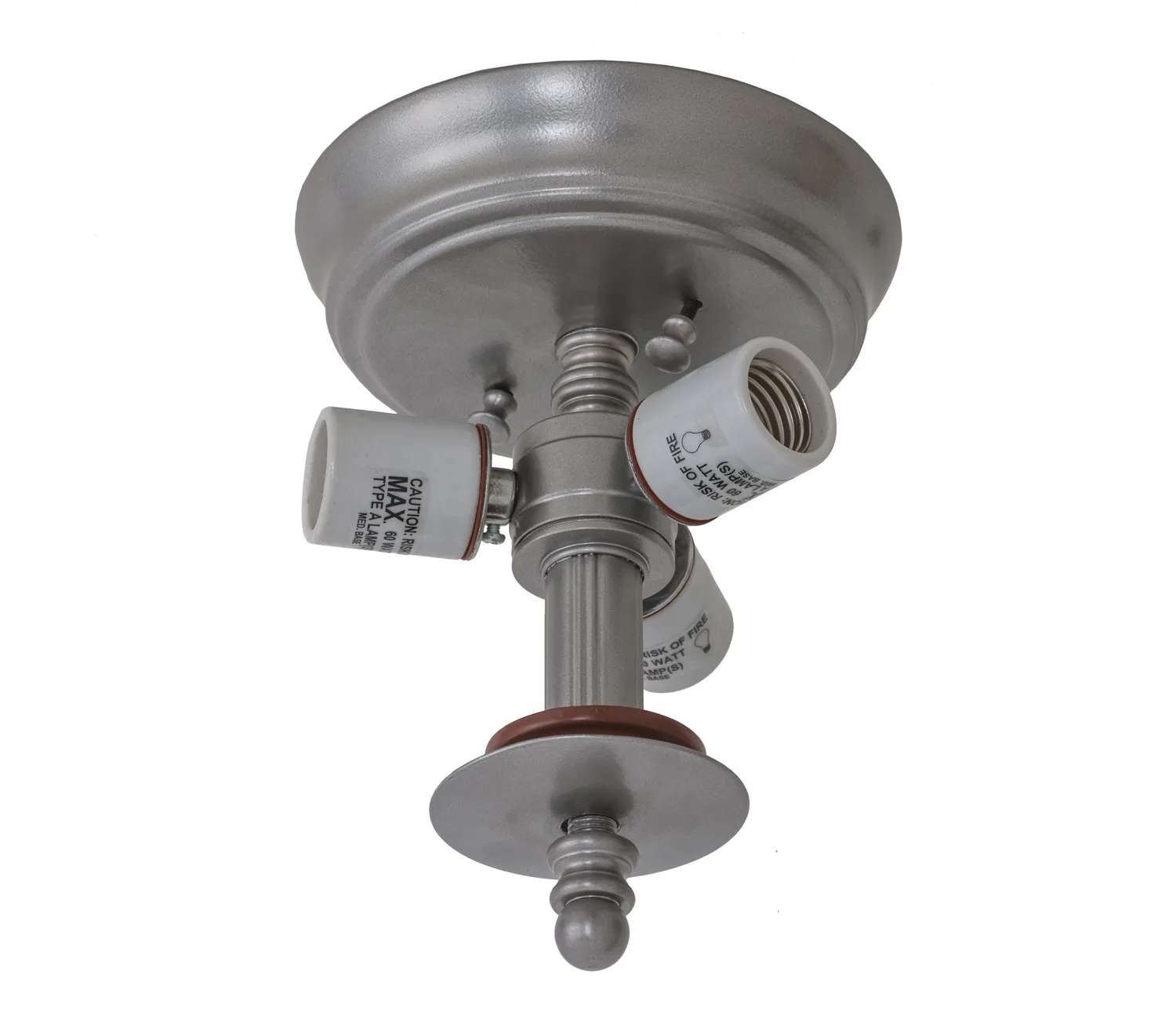 Flushmount Hardware Three Light Flushmount Hardware in Nickel