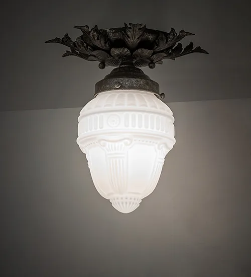 10" Wide Fancy Floral W/Colonnade Globe Flushmount