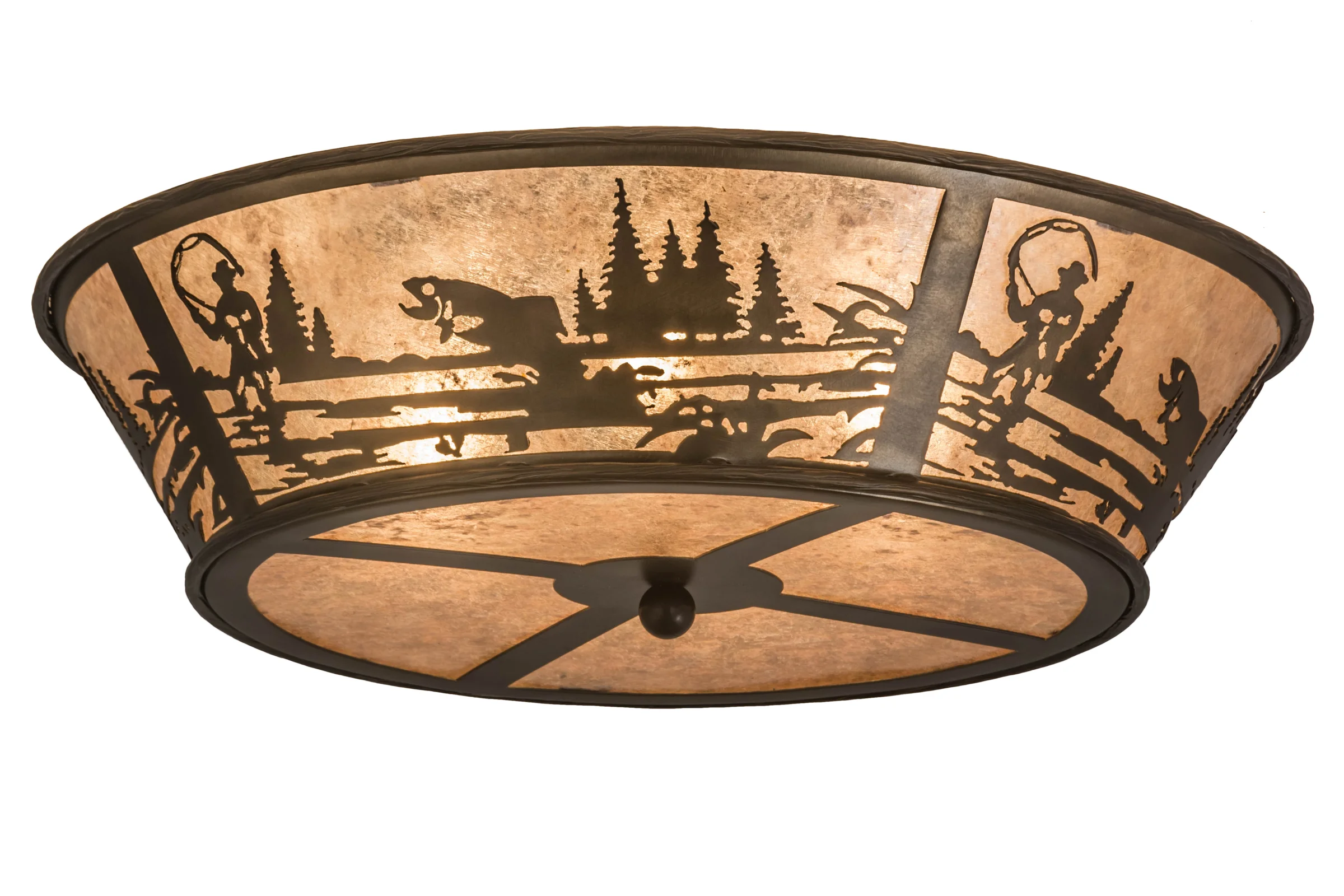 Fly Fishing Creek Four Light Flushmount in Antique Copper