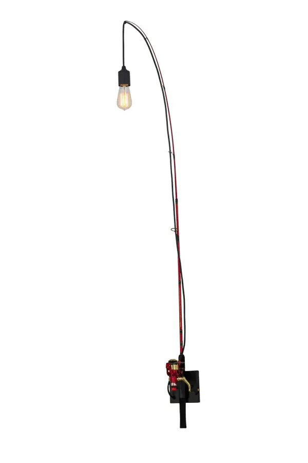 The luminaire of an angler's dreams! Designed with a fully functional fishing rod, this unique and stylish wall sconce features a spinning reel and is ready to light up your man cave or she shed. A single Edison-styled lamp is located at the top of this fixture and is perfect for reading spaces and trophy rooms in fine homes from Lake George, New York, to Flathead Lake, Montana, to Lake Tahoe in the Sierra Nevada Mountains. The Angler Wall Sconce is featured in our American-made, American-designed, handcrafted Sportsman Lighting Collection. This fixture is manufactured in Yorkville, New York. It is UL and cUL listed for dry and damp locations. Feel free to provide us with your fishing or hunting equipment and we will personalize it to your specific tastes and specifications. Call for pricing and lead time. Collection: Angler Finish: Black Metal Glass: Black Metal Finish Width: 7.00" Height: 66.00" Length: 18.00" Weight: 2.50 lb Extension from Wall: 18.00" Number of Bulbs: 1 Maximum Wattage: 60.00 W Bulb Type: A19 Bulb Base: Medium Material: Steel Country of Origin: USA Safety Listing: Damp Safety Rating: Damp