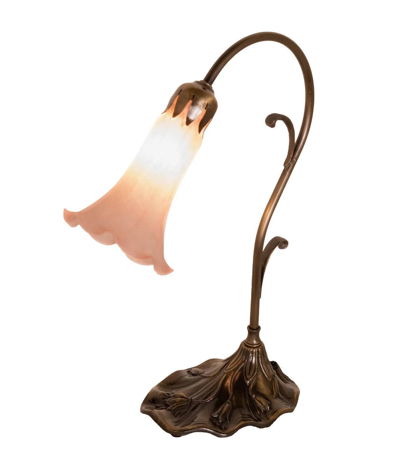 Pink One Light Mini Lamp in Antique Brass