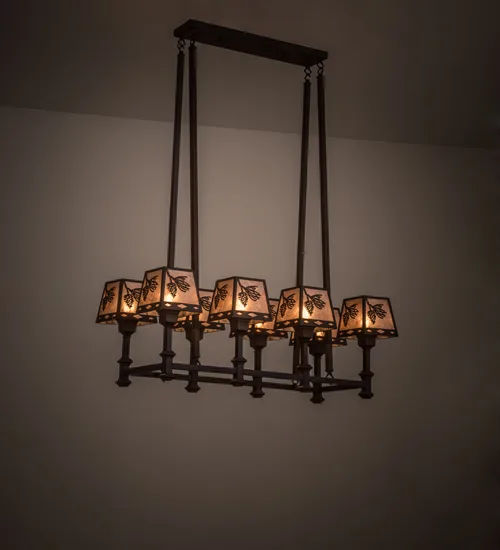 38"L Balsam Pine 8 LT Oblong Chandelier