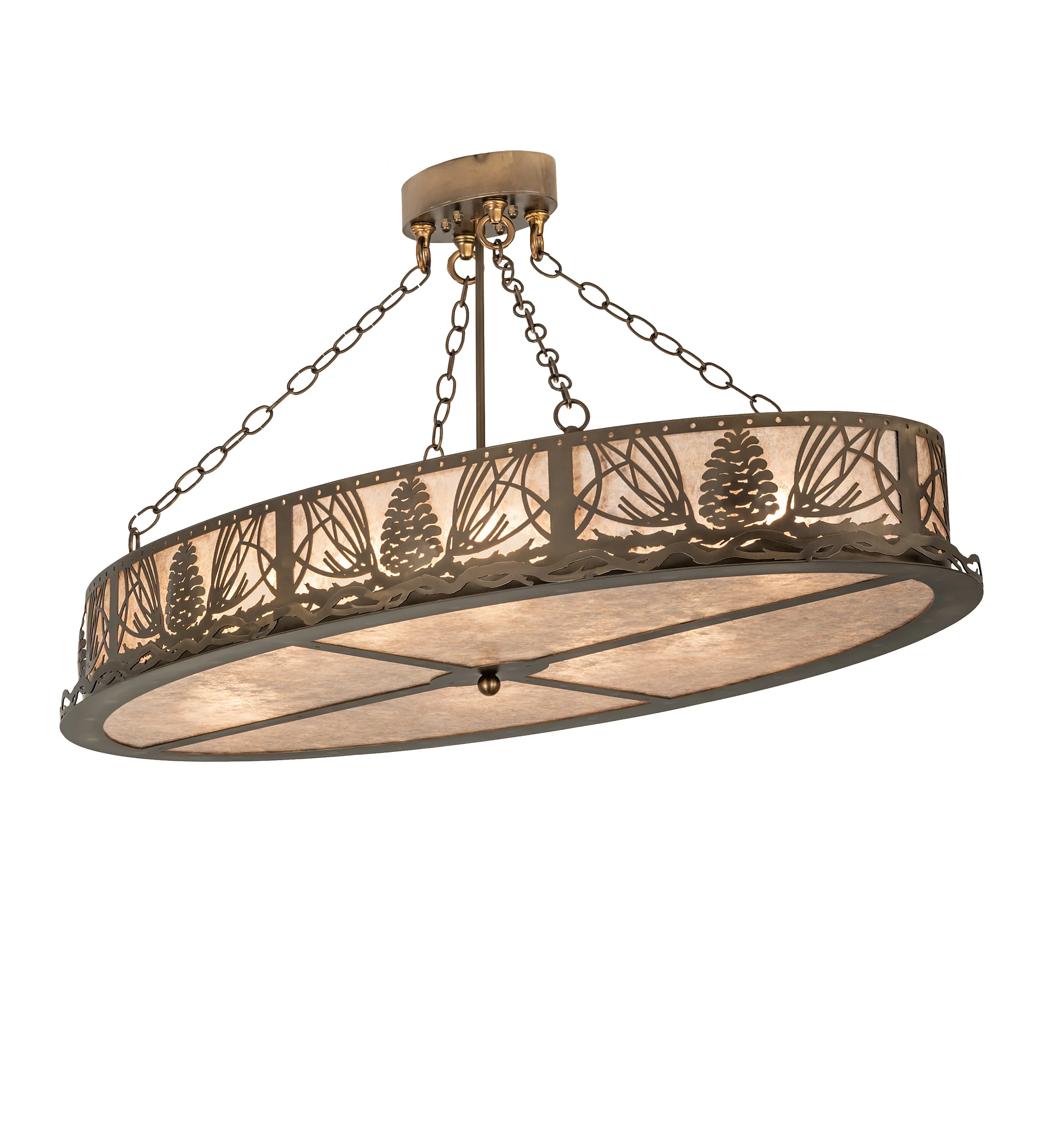 Mountain Pine Eight Light Inverted Pendant in Antique Copper